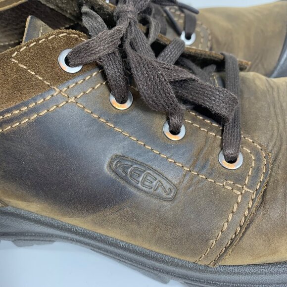 Keen Mens Size 12M Briggs II Brown Leather Lace-Up Hiking Shoes Rubber Toe Cap - Picture 10 of 11